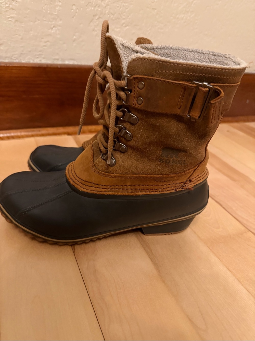 Sorel Brown Suede and Black Waterproof Lace-Up Winter Boots